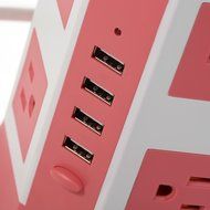 SAFEMORE Smart 8-Outlet with 4-USB Output Power Strip (Blue and White) N4