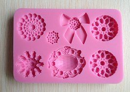 HSE New Arrival Flowers and bows shape Silicone Mold Cake Decoration Fondant Cake 3D Food Grade soap chocolate... N4