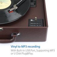 1byone Suit-case Style Turntable with Speaker, Bluetooth support and Vinyl-To-MP3 Recording, Belt Driven Record... N13