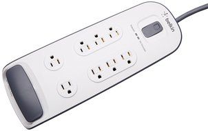 Belkin 8-Outlet AV Power Strip Surge Protector with 6-Foot Power Cord and Telephone Protection, 3000 Joules (BV108200... N2