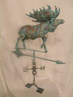 LARGE Handcrafted 3D 3- Dimensional MOOSE Weathervane Copper Patina Finish