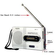 STree Mini Portable Pocket AM FM Radio Built-in Speaker with Telescopic Antenna, Silver N7