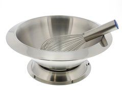 Stainless Steel Whisk Bowl with Stand and Whisk - Cooking Baking Mixing - Silver N4