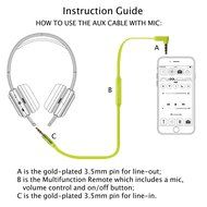 Jabees AUC101 3 Feet 3.5mm Male to 3.5mm Male Stereo AUX Replacement Headphone Audio Cable with In-Line Remote... N14