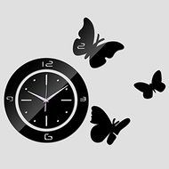EverTrust(TM) Sale promotion wall watch rounds with butterflies home acrylic decor mirror clock 3d sticker Living... N2