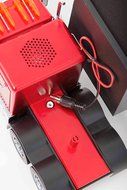 Sykik SP016BT RED 22" Long, Powerful Bluetooth Speaker with SD, USB, Headphone Jack, AUX in, Built-in Rechargeable... N10