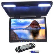 Rockville RVM18FD-BK 18&quot; TFT Black Flip Down Car Monitor w/ USB/SD/Video Games N27