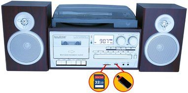Boytone BT-28SPS, Bluetooth Classic Style Record Player Turntable with AM/FM Radio, Cassette Player, CD Player... N2