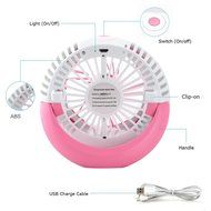 Mystery Rechargeable USB Mini Fan Portable Desktop Table Fan with Bulit-in Battery USB Powered with 3 Modes Speed... N18