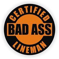 Bad Ass Lineman Hard Hat Sticker / Helmet Decal Label Lunch Tool Box by Jay Graphics