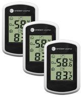 Ambient Weather WS-03-3 Compact Indoor Temperature and Humidity Monitor, 3 Pack