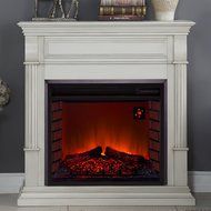 Duluth Forge Full Size Electric Fireplace - Remote Control, Antique White Finish N3