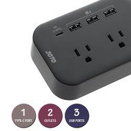 JOTO 2 Outlet Surge Protector Power Strip with USB Smart Charger (4 Port,5V 7.4A),with Type C Charging Port, 6.6ft... N13