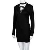 Women Dress,Haoricu Feminine Fashion Bandage Sexy Long Sleeve Dress Casual Straight Dress N13