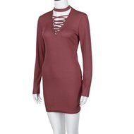 Women Dress,Haoricu Feminine Fashion Bandage Sexy Long Sleeve Dress Casual Straight Dress N16