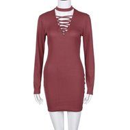 Women Dress,Haoricu Feminine Fashion Bandage Sexy Long Sleeve Dress Casual Straight Dress N17