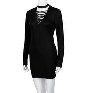 Women Dress,Haoricu Feminine Fashion Bandage Sexy Long Sleeve Dress Casual Straight Dress N18