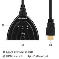 HDMI Switch, Swees 3 Port HDMI Switcher 3D Ready / Full HD 1080p - flexible 3 port switch | 3 x IN / 1 x OUT |... N8
