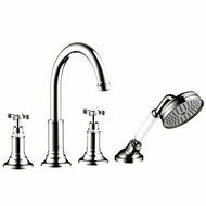 Axor 16544831 Montreux 4 Hole Roman Tub Trim with Cross Handle, Polished Nickel by AXOR