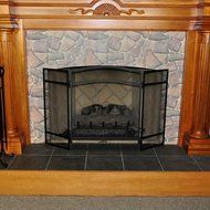 Woodeze 3 Panel Arched Folding Fireplace Screen - 30''H x 48''W - Black N3