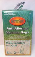 Replacement Miele GN Bags for S5 Galaxy Series and S600 series canister vacuums - 5 Bags + 2 Filters - by Envirocare...