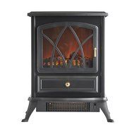 VonHaus 1500W Portable Electric Stove Heater Fireplace / Space Heater with Log Burning Flame Effect N4