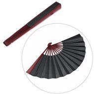 Tinksky Men Folding Bamboo Blank Hand Fan Wedding Party Gift (Black) N8