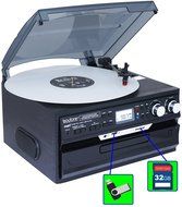 7-in-1 Boytone BT-21DJB-C 3 Speed Turntable 33/45/78 Rpm, Belt Drive, CD, Cassette Player AM/FM/ USB/SD Slot,... N3