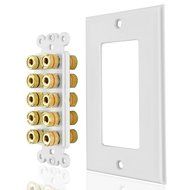 TNP Home Theater Wall Plate - 3-Gang 7.2 Surround Sound Distribution w/ Premium Gold Plated Copper Banana Binding... N14