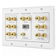 TNP Home Theater Wall Plate - 3-Gang 7.2 Surround Sound Distribution w/ Premium Gold Plated Copper Banana Binding... N16