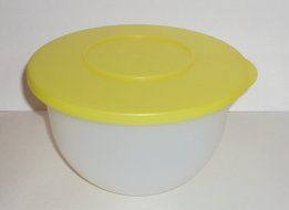 Tupperware Impression 5 Cup Nesting Mixing Bowl White with Yellow Seal N2
