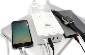 All Power Chargers Travel Charging Station - 4 International Travel Adapters - Surge Protector - Power strip with... N6