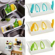 Bluelover Strong Suction Cup Kitchen Brush Sponge Sink Draining Towel Rack Washing Holder Green N4