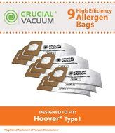 9 Hoover Type I Allergy Filtration Vacuum Cleaner Bags, Compare to Hoover Platinum UH30010COM Part # AH10005,...