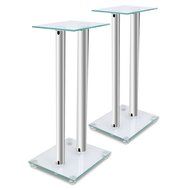 vidaXL 2 pcs Glass Speaker Stand (Each with Silver Pillars) N4