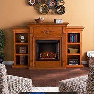 Harper Blvd Dublin 70-inch Great Glazed Pine Electric Fireplace with Shelves