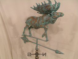 LARGE Handcrafted 3D 3- Dimensional MOOSE Weathervane Copper Patina Finish N2