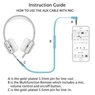 Jabees AUC101 3 Feet 3.5mm Male to 3.5mm Male Stereo AUX Replacement Headphone Audio Cable with In-Line Remote... N20
