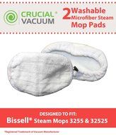 2 Bissell Washable, Reusable Steam Replacement Microfiber Mop Pads Fit Bissell Steam Mop model 1867; Compare to...