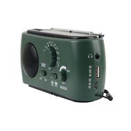 Qooltek Portable Dynamo Emergency Solar Hand Crank Self Powered AM/FM Radio 3 LED Flashlight with Cables(Green) N3