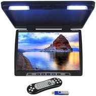 Rockville RVM18FD-BK 18&quot; TFT Black Flip Down Car Monitor w/ USB/SD/Video Games N42