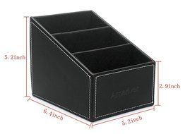 Amariver Black Pu Leather Remote Control/controller Tv Guide/mail/cd Organizer/caddy/holder N6