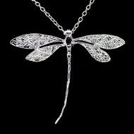 Women Fashion Charms Silver Plated Dragonfly Necklace Pendant
