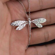 Women Fashion Charms Silver Plated Dragonfly Necklace Pendant N2