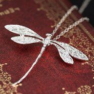 Women Fashion Charms Silver Plated Dragonfly Necklace Pendant N3