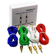 Pack of 4, 3.2 Ft 3.5mm Audio Cable Male to Male, Honsky Universal Durable Braided Colorful Noodle Flat Gold Plated... N11