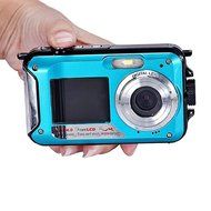 Boblov HD 1080P 24MP Double Screen 16x Zoom Underwater Digital Video Camcorder Camera Blue N6