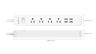 2-Pack ISELECTOR 4-Outlet Surge Protector Power Strip with 4 USB Charging Ports N8