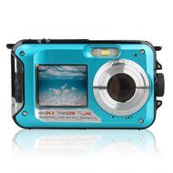 Boblov HD 1080P 24MP Double Screen 16x Zoom Underwater Digital Video Camcorder Camera Blue N7