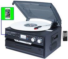 7-in-1 Boytone BT-21DJB-C 3 Speed Turntable 33/45/78 Rpm, Belt Drive, CD, Cassette Player AM/FM/ USB/SD Slot,... N5